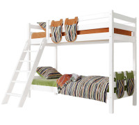 Двухъярусная кровать Соня с наклонной лестницей. Вариант 10 белая