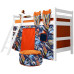 Детская низкая кровать чердак Соня 190x80 с наклонной лестницей с защитой от падения Вариант 12, белая