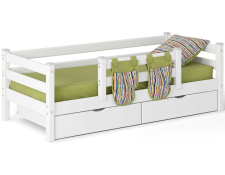 Детская одноярусная кровать Соня 190x80 с защитой от падений по центру Вариант 4, белая