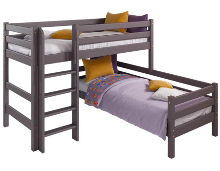 Двухъярусная детская угловая кровать Соня 190x80 для двоих с прямой лестницей. Вариант 7, лаванда