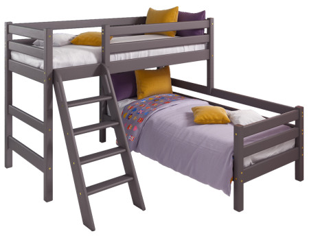 Двухъярусная детская угловая кровать Соня 190x80 для двоих с наклонной лестницей. Вариант 8, лаванда