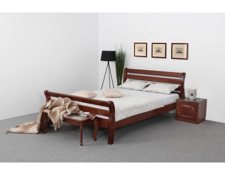 Кровать Аврора (200x140) орех светлый с патиной, массив сосны