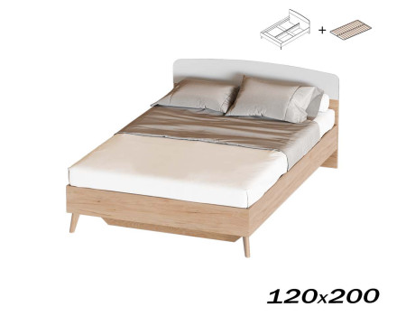 Кровать Калгари 120х200 дуб натуральный / белый матовый (с ортопедическим основанием)