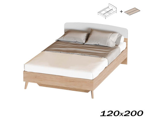 Кровать Калгари 120х200 дуб натуральный (с основанием)