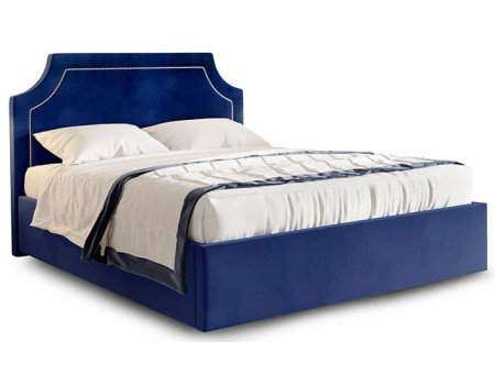 Кровать с изголовьем Катрин 200x180 синяя Вариант 1