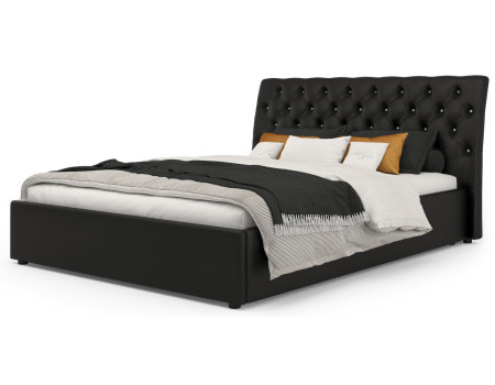 Кровать Леди Анна 200x180 черная Вариант 2, с мягким изголовьем