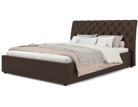 Кровать Леди Анна 200x160 коричневая Вариант 3, с мягким изголовьем