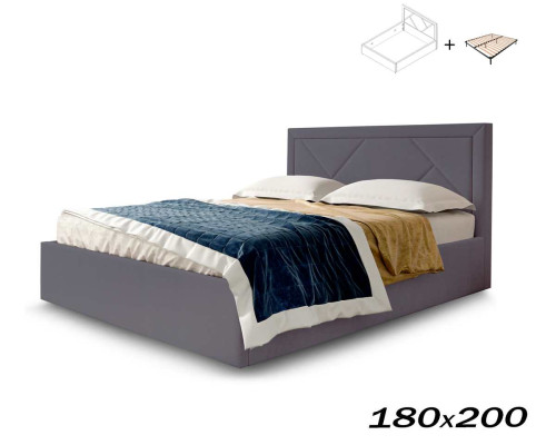 Кровать Сиеста 180х200 альба темно-серый (с основанием) Вариант 3