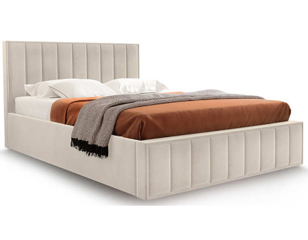 Кровать с мягким изголовьем Вена 200x180 бежевая Вариант 2 