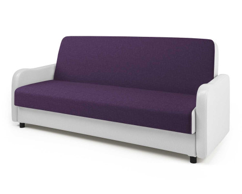 Диван-кровать Лига М 204х93х89 фиолетовая рогожка и белая экокожа Pocket