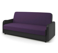 Диван-кровать Лига М 204х93х89 фиолетовая рогожка и черная экокожа Pocket