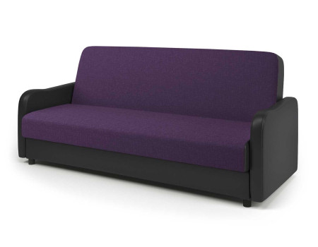 Диван кровать Лига М фиолетовая рогожка и черная экокожа Pocket