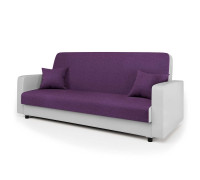 Диван-кровать Мелодия 140 215х100х100 фиолетовая рогожка и экокожа белая