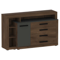 Глазго спальня тумба c дверцей и 4 ящиками 1590x455x1000 Графит / Таксония