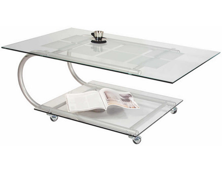 Журнальный стол Дуэт 10 металлик/стекло прозрачное 110х70х44