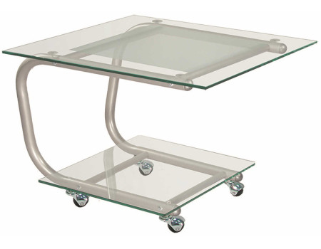 Журнальный стол Дуэт 9 металлик/стекло прозрачное 60х60х50