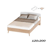 Калгари спальня Кровать 1200/2 (120×200) Дуб светлый натуральный/Белый, матовый с основанием