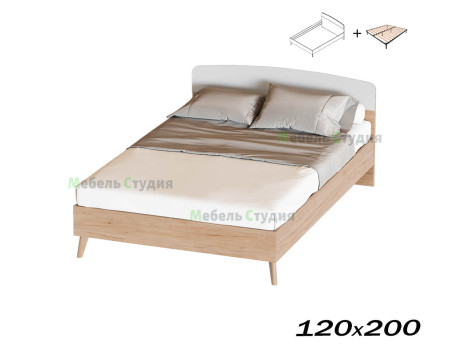Кровать «Калгари» 1200/2 — дуб натуральный / белый матовый