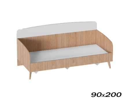 Кровать Калгари молодежная 90×200 дуб натуральный / белый матовый