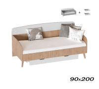 Кровать Калгари 90x200 с ящиками дуб натуральный