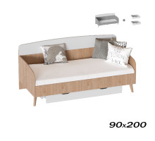Кровать Калгари 90x200 с ящиками дуб натуральный